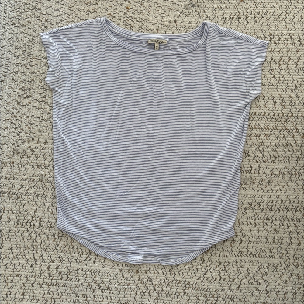 Express Women's Short Sleeve Striped Tee - Gray